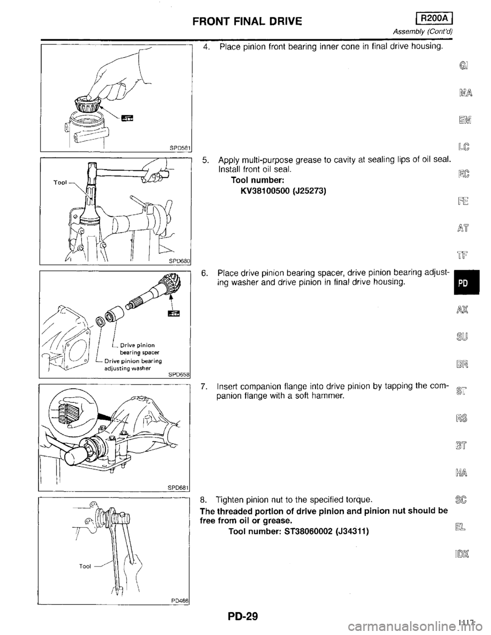 INFINITI QX4 1998 Factory Service Manual 1117 INFINITI QX4 1998 Factory Service Manual 1117