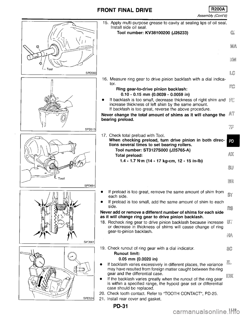 INFINITI QX4 1998 Factory Service Manual 1119 INFINITI QX4 1998 Factory Service Manual 1119
