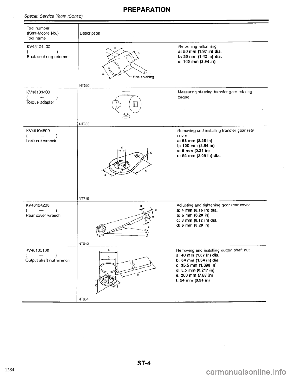 INFINITI QX4 1998 Factory Service Manual 1284 INFINITI QX4 1998 Factory Service Manual 1284
