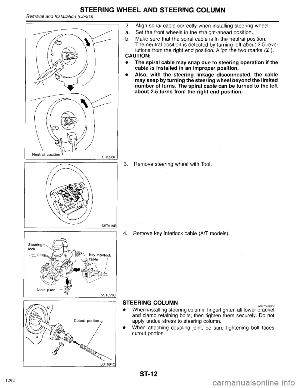 INFINITI QX4 1998 Factory Service Manual 1292 INFINITI QX4 1998 Factory Service Manual 1292