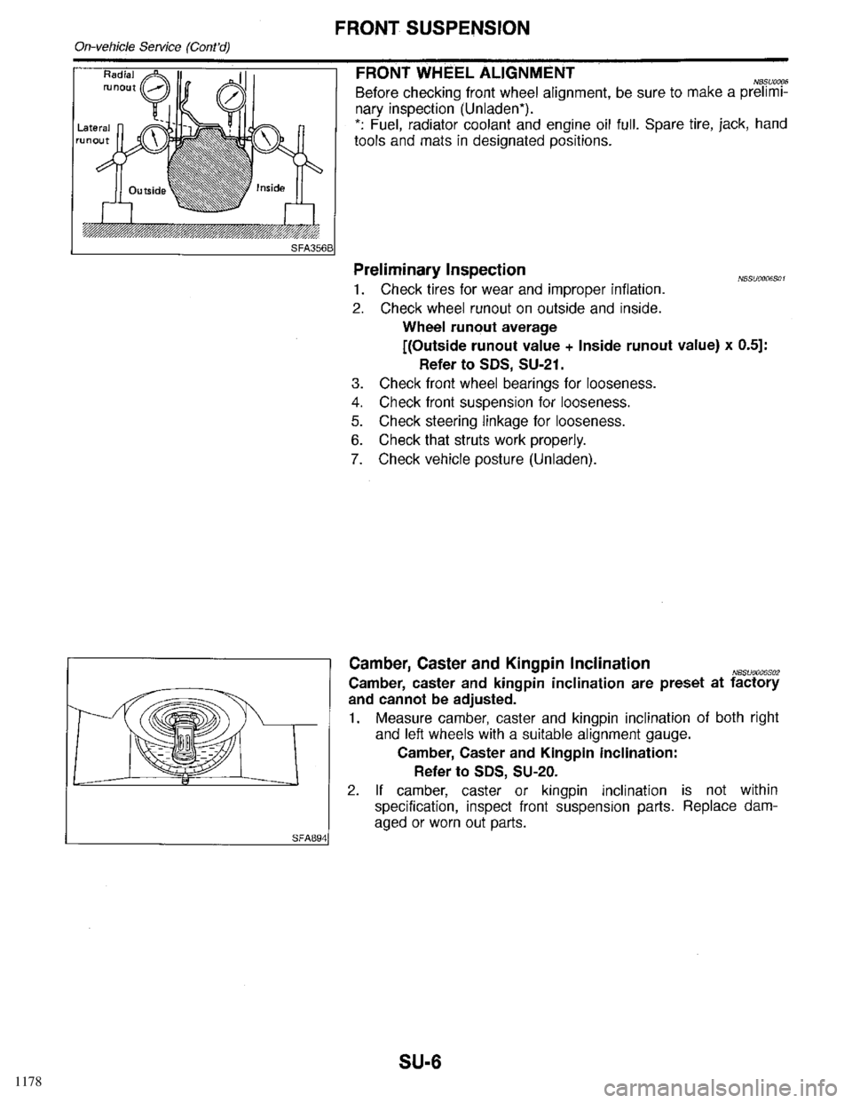 INFINITI QX4 1998 Factory Service Manual 1178 INFINITI QX4 1998 Factory Service Manual 1178