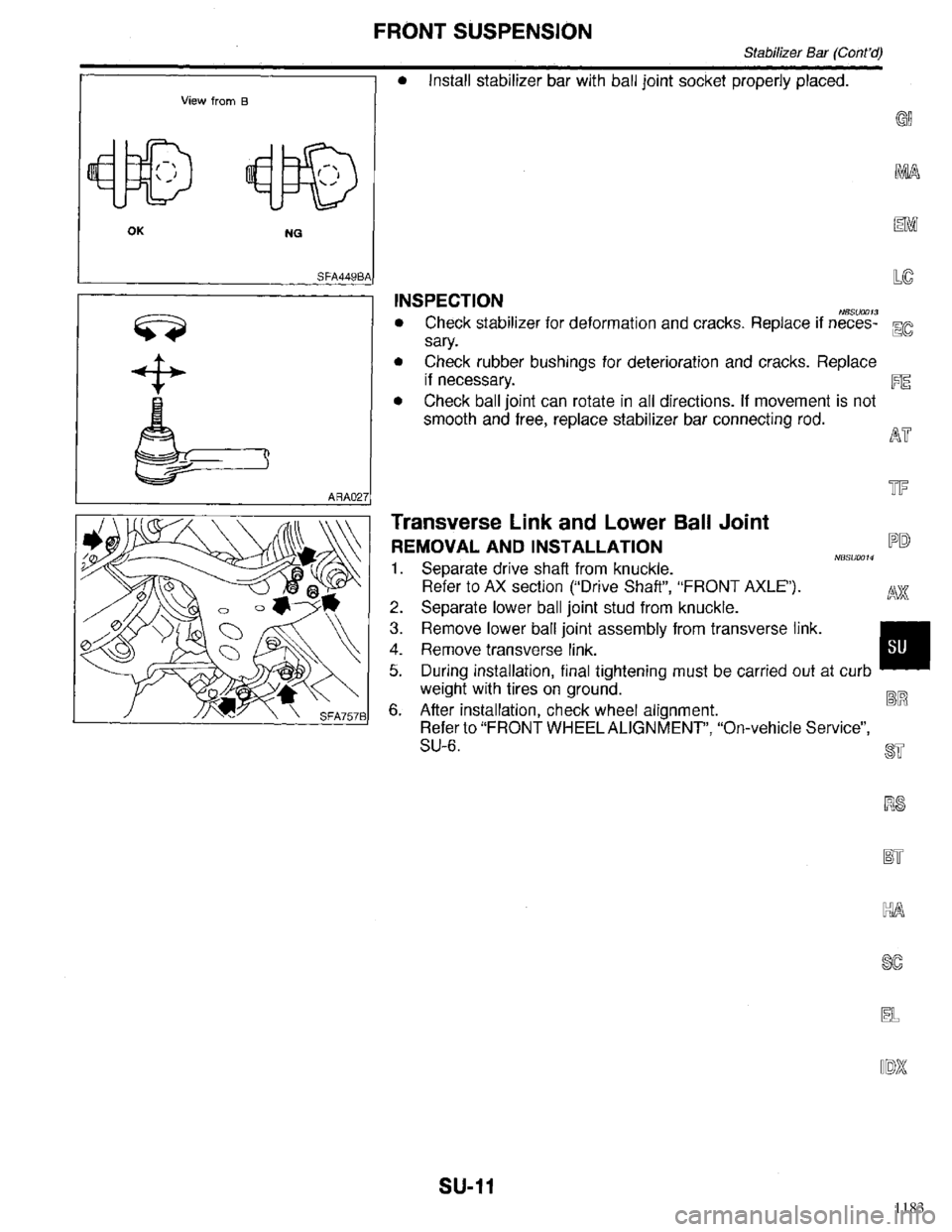 INFINITI QX4 1998 Factory Service Manual 1183 INFINITI QX4 1998 Factory Service Manual 1183