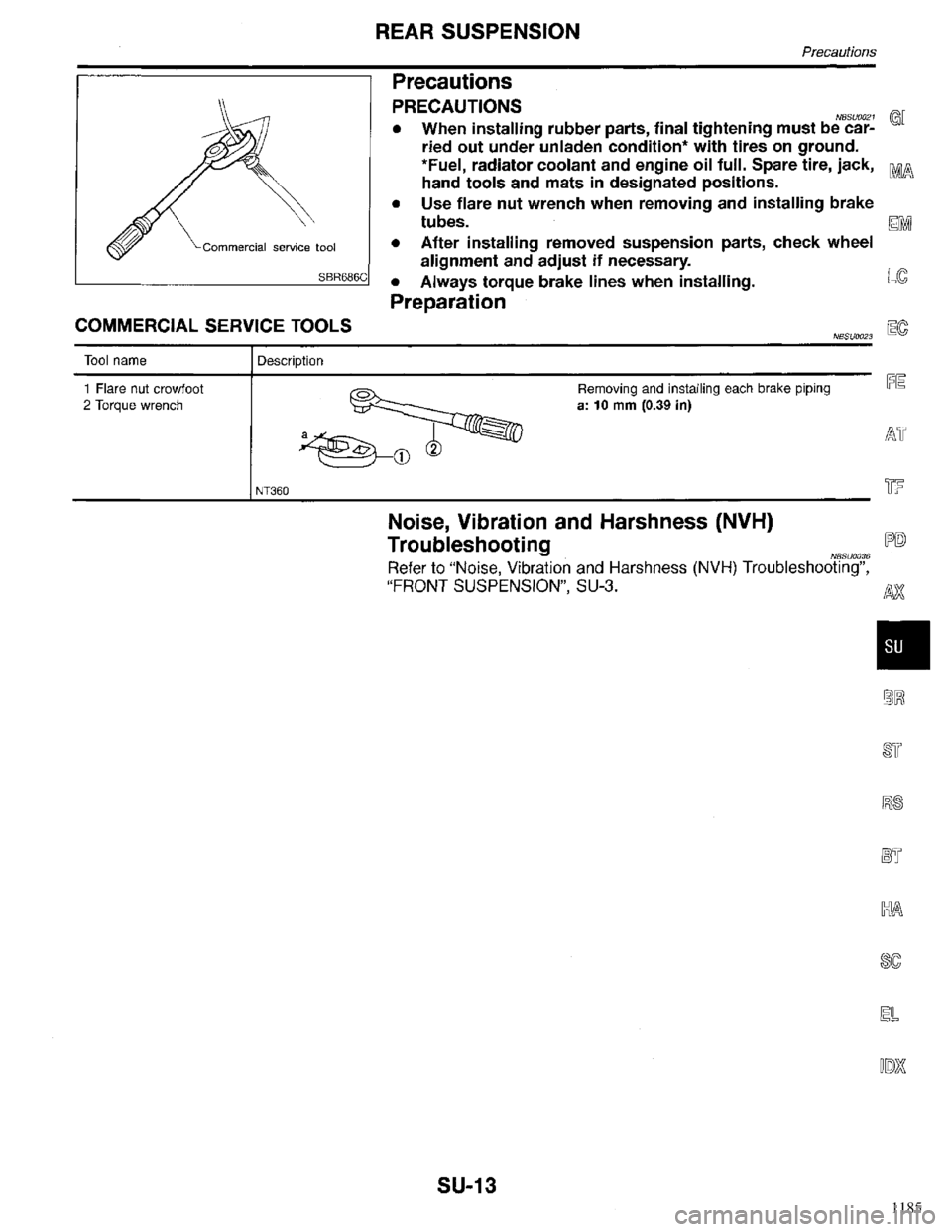 INFINITI QX4 1998 Factory Service Manual 1185 INFINITI QX4 1998 Factory Service Manual 1185