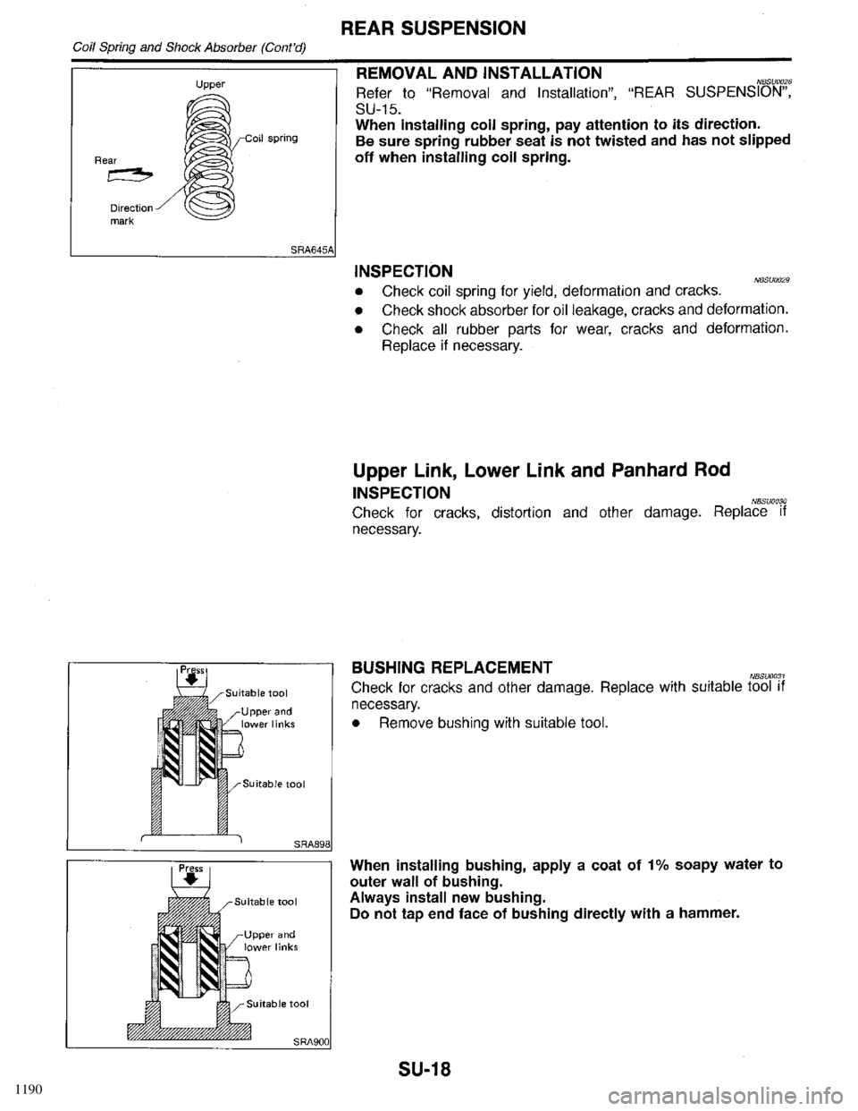 INFINITI QX4 1998 Factory Service Manual 1190 INFINITI QX4 1998 Factory Service Manual 1190