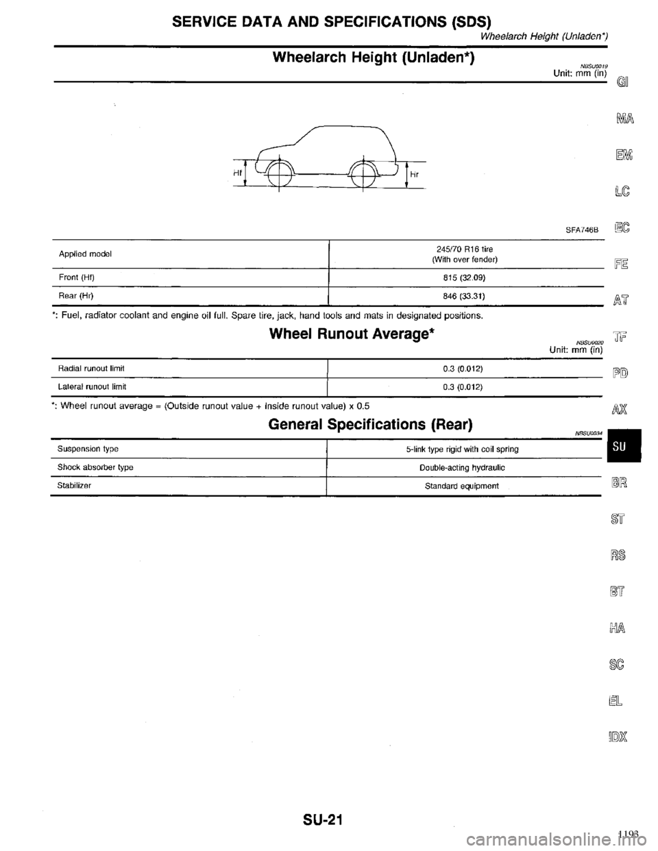 INFINITI QX4 1998 Factory Service Manual 1193 INFINITI QX4 1998 Factory Service Manual 1193