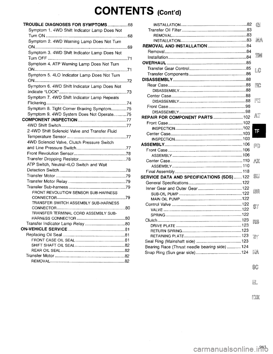 INFINITI QX4 1998 Factory Service Manual 963 INFINITI QX4 1998 Factory Service Manual 963