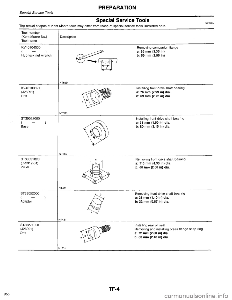 INFINITI QX4 1998 Factory Service Manual 966 INFINITI QX4 1998 Factory Service Manual 966