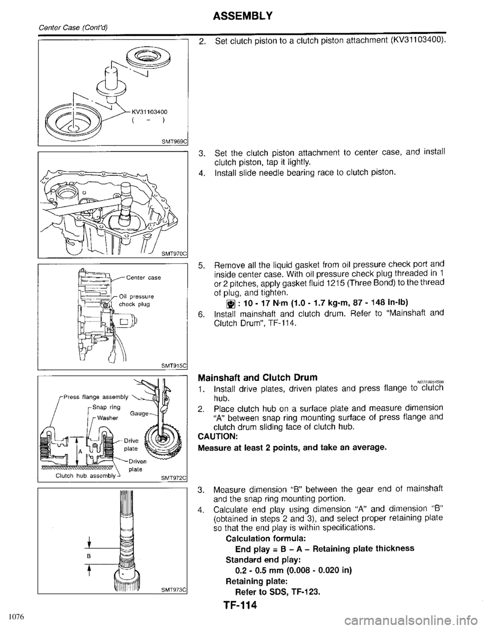INFINITI QX4 1998 Factory Service Manual 1076 INFINITI QX4 1998 Factory Service Manual 1076