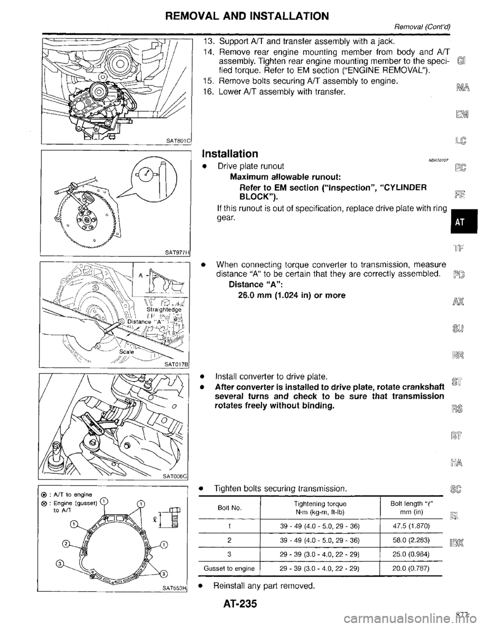 INFINITI QX4 1998 Factory Service Manual 877 INFINITI QX4 1998 Factory Service Manual 877