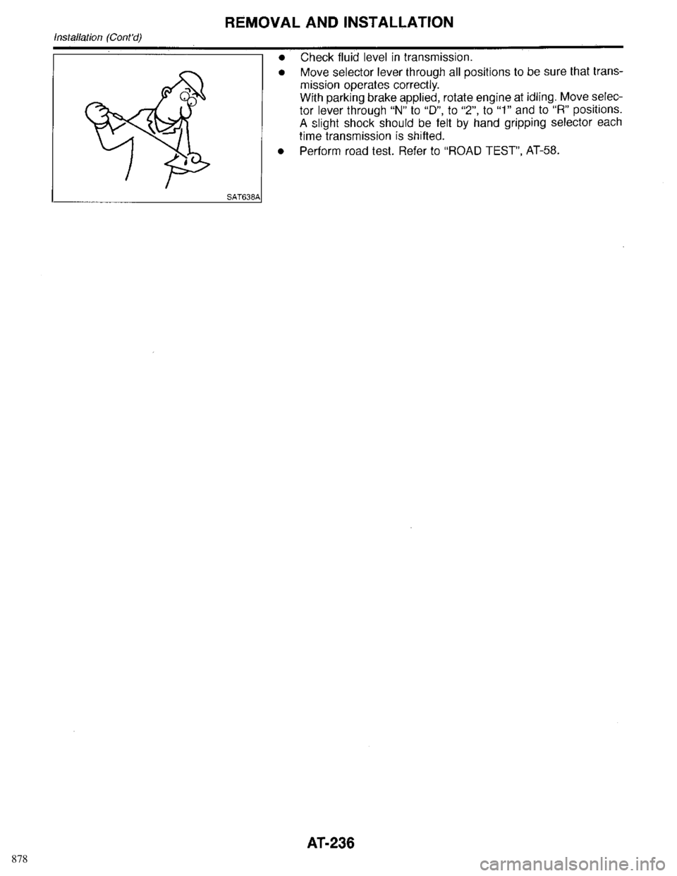INFINITI QX4 1998 Factory Service Manual 878 INFINITI QX4 1998 Factory Service Manual 878