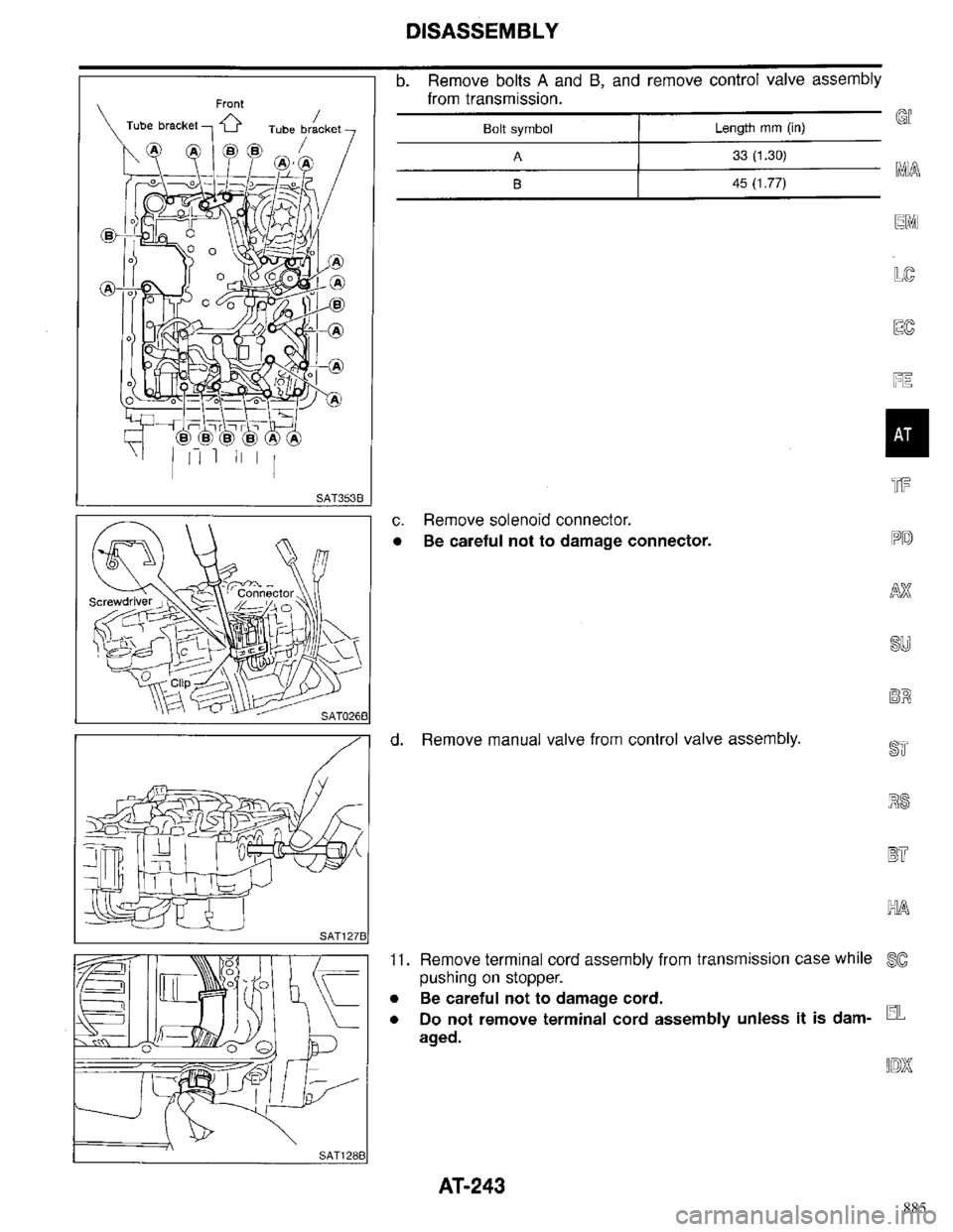 INFINITI QX4 1998 Factory Service Manual 885 INFINITI QX4 1998 Factory Service Manual 885