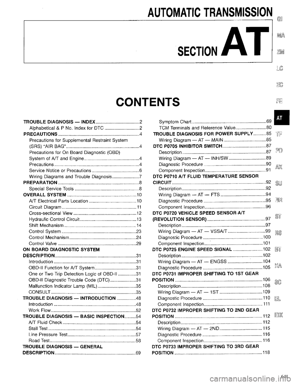 INFINITI QX4 1998  Factory Service Manual 641 