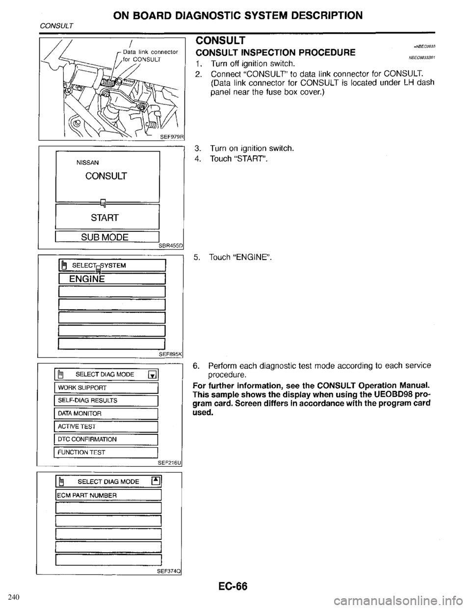 INFINITI QX4 1998  Factory Service Manual 240 