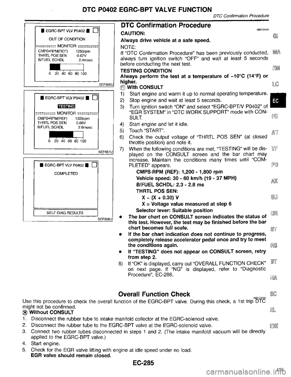 INFINITI QX4 1998 Factory Service Manual 459 INFINITI QX4 1998 Factory Service Manual 459