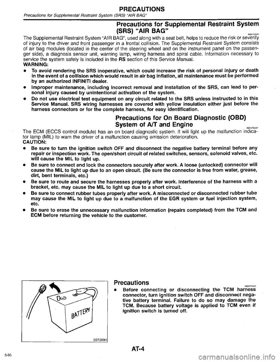 INFINITI QX4 1998  Factory Service Manual 646 