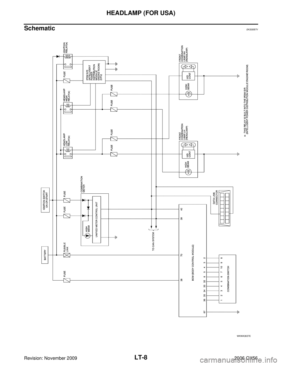 INFINITI QX56 2006  Factory Owners Guide LT-8
HEADLAMP (FOR USA)
Revision: November 20092006 QX56
SchematicEKS00B7V
WKWA3637E 