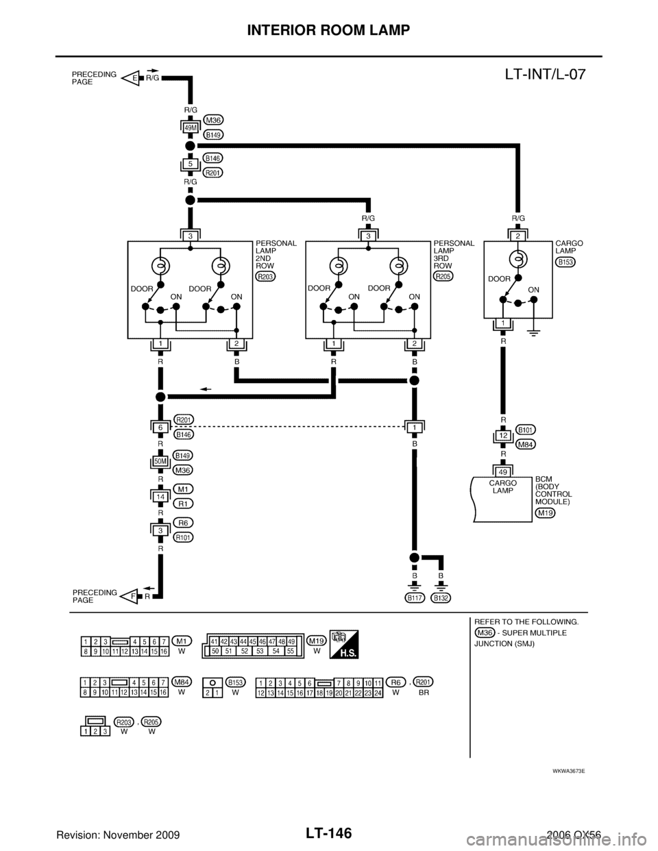 INFINITI QX56 2006 Factory Service Manual LT-146
INTERIOR ROOM LAMP
Revision: November 20092006 QX56
WKWA3673E INFINITI QX56 2006 Factory Service Manual LT-146
INTERIOR ROOM LAMP
Revision: November 20092006 QX56
WKWA3673E