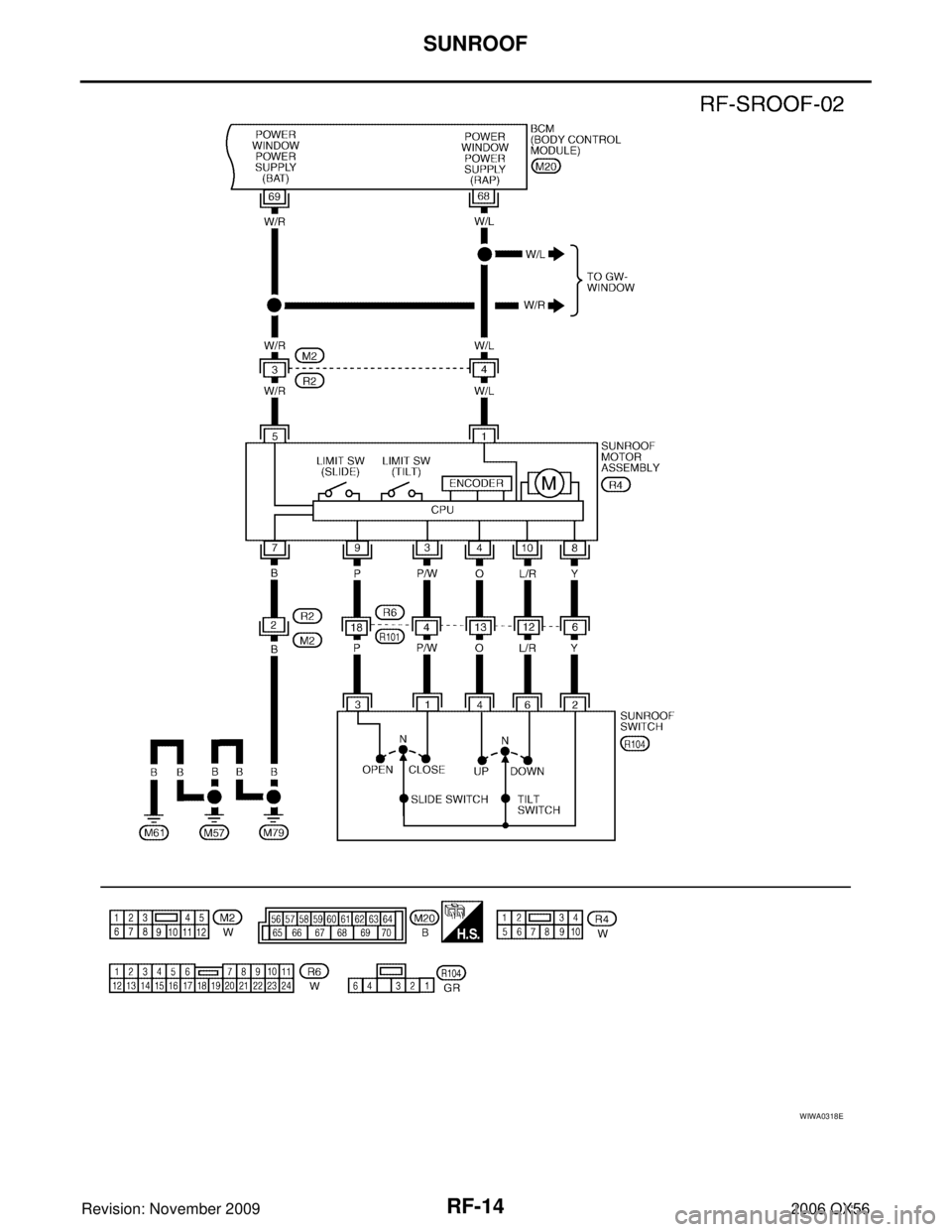 INFINITI QX56 2006  Factory Owners Manual RF-14
SUNROOF
Revision: November 20092006 QX56
WIWA0318E 
