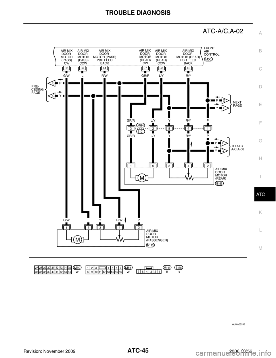 INFINITI QX56 2006  Factory Service Manual TROUBLE DIAGNOSISATC-45
C
DE
F
G H
I
K L
M A
B
AT C
Revision: November 2009 2006 QX56
WJWA0325E 