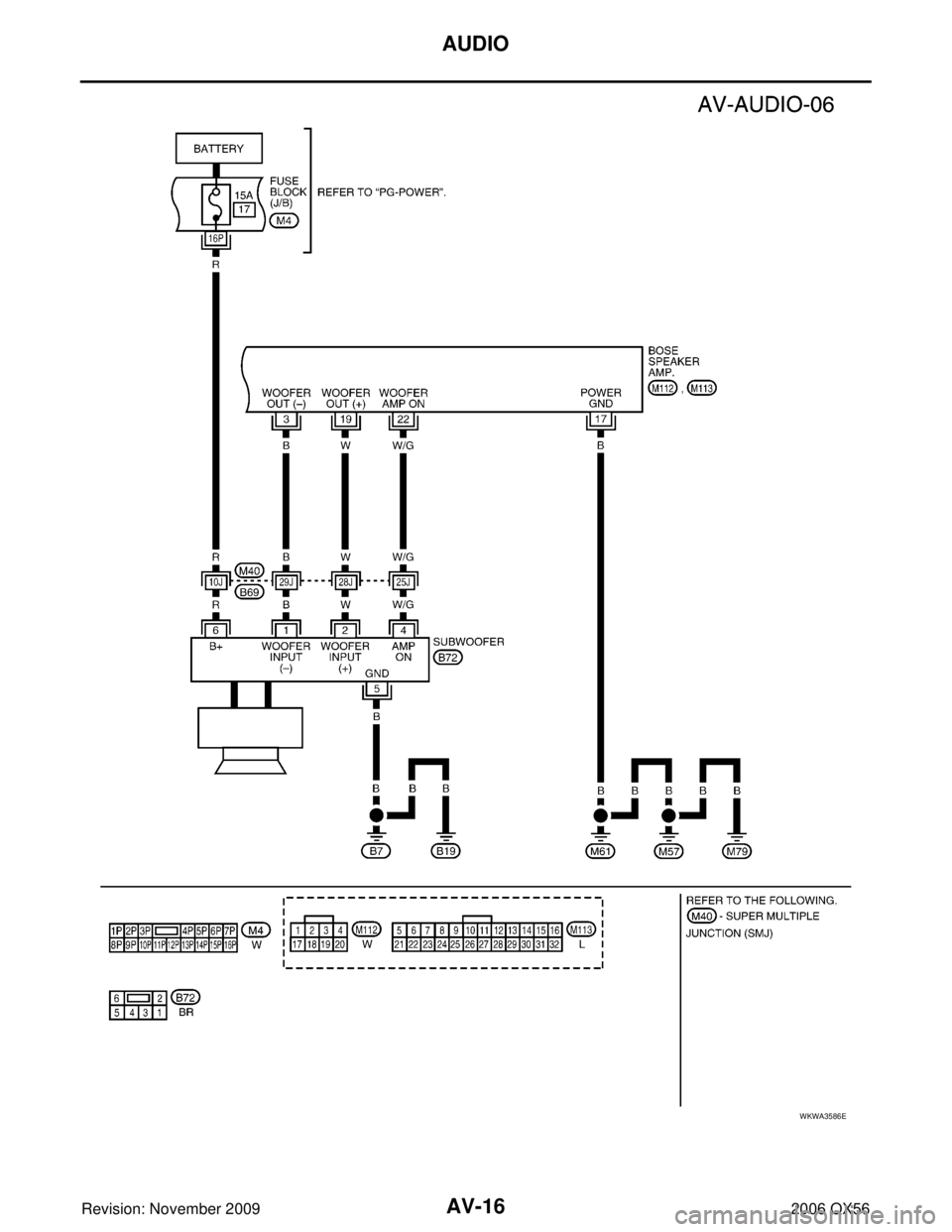 INFINITI QX56 2006 Factory User Guide AV-16
AUDIO
Revision: November 20092006 QX56
WKWA3586E INFINITI QX56 2006 Factory User Guide AV-16
AUDIO
Revision: November 20092006 QX56
WKWA3586E