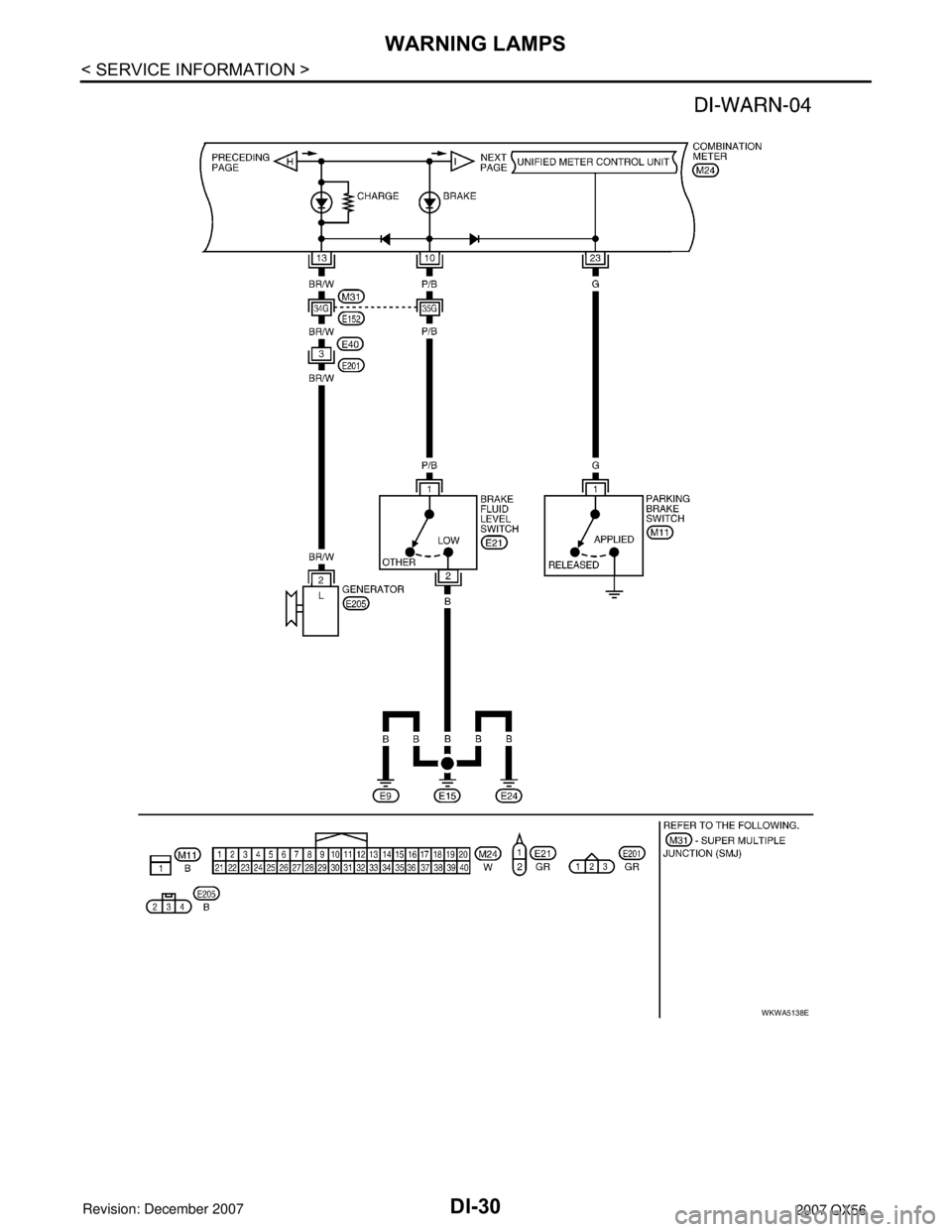 INFINITI QX56 2007 Factory Owners Manual DI-30
< SERVICE INFORMATION >
WARNING LAMPS
WKWA5138E INFINITI QX56 2007 Factory Owners Manual DI-30
< SERVICE INFORMATION >
WARNING LAMPS
WKWA5138E