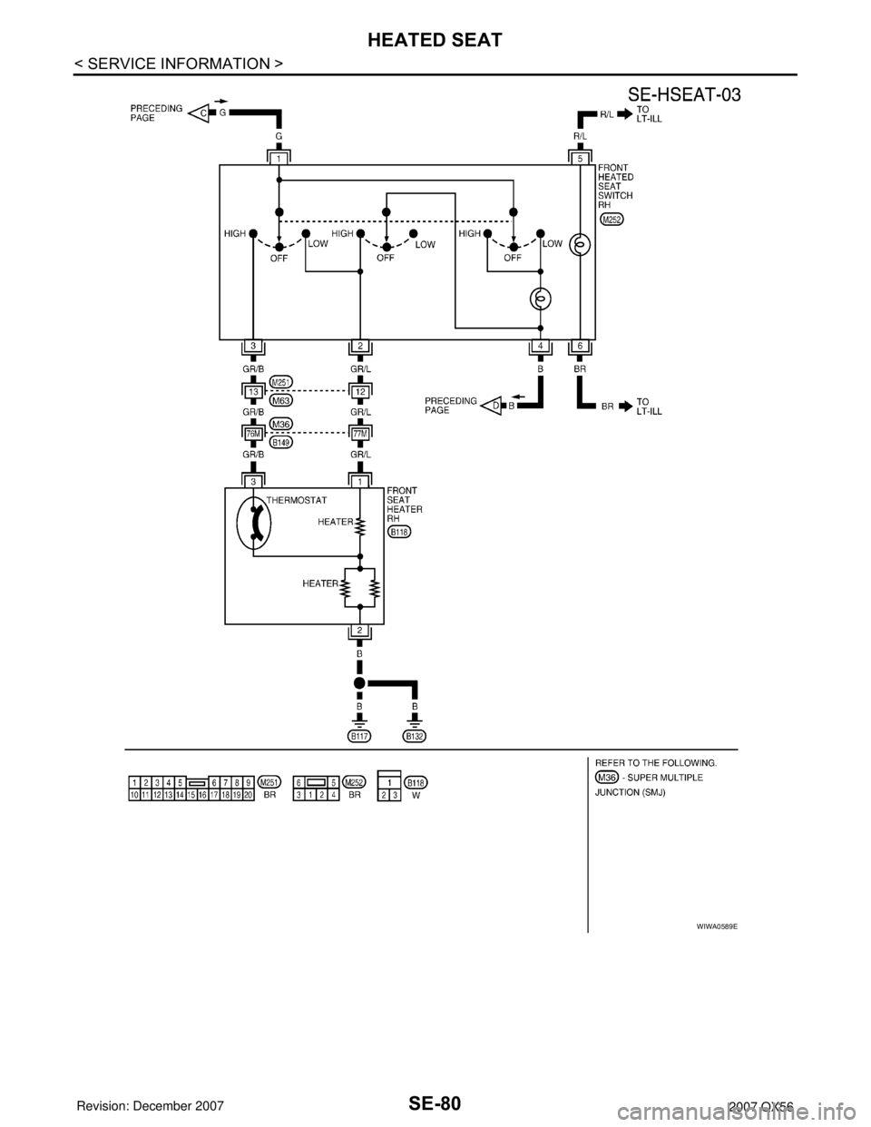 INFINITI QX56 2007  Factory Service Manual SE-80
< SERVICE INFORMATION >
HEATED SEAT
WIWA0589E 