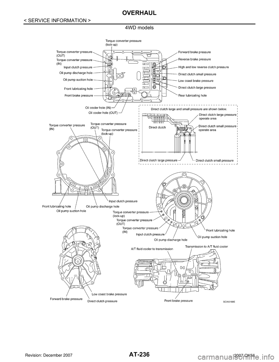 INFINITI QX56 2007  Factory Service Manual AT-236
< SERVICE INFORMATION >
OVERHAUL
4WD models
SCIA5189E 