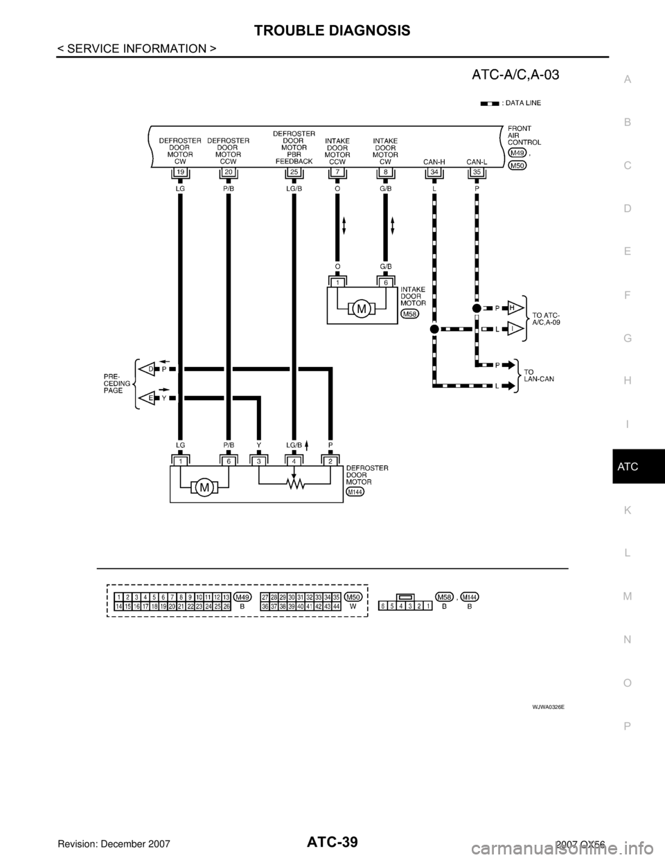 INFINITI QX56 2007  Factory Service Manual 
TROUBLE DIAGNOSISATC-39
< SERVICE INFORMATION >
C
DE
F
G H
I
K L
M A
B
AT C
N
O P
WJWA0326E 