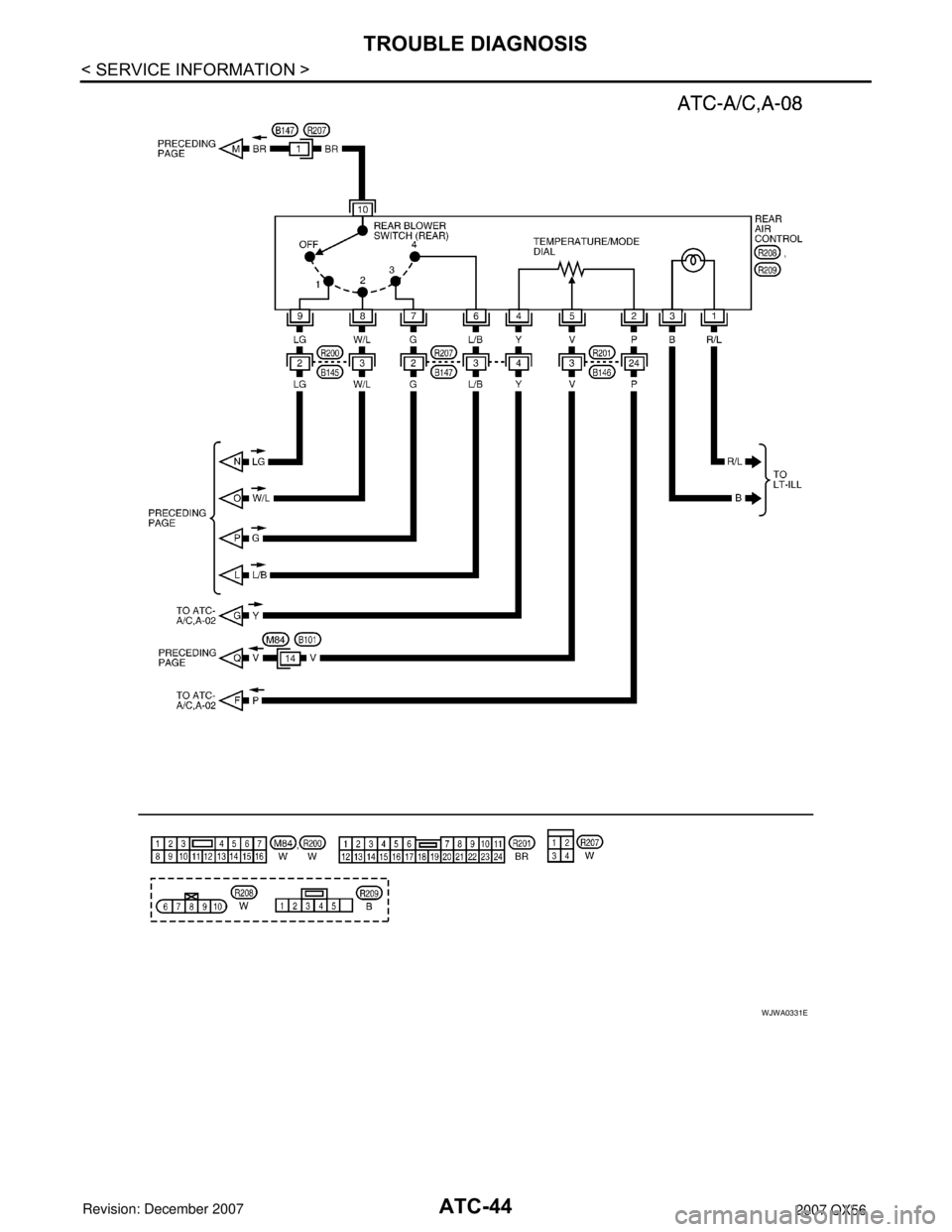 INFINITI QX56 2007  Factory Service Manual 
ATC-44
< SERVICE INFORMATION >
TROUBLE DIAGNOSIS
WJWA0331E 