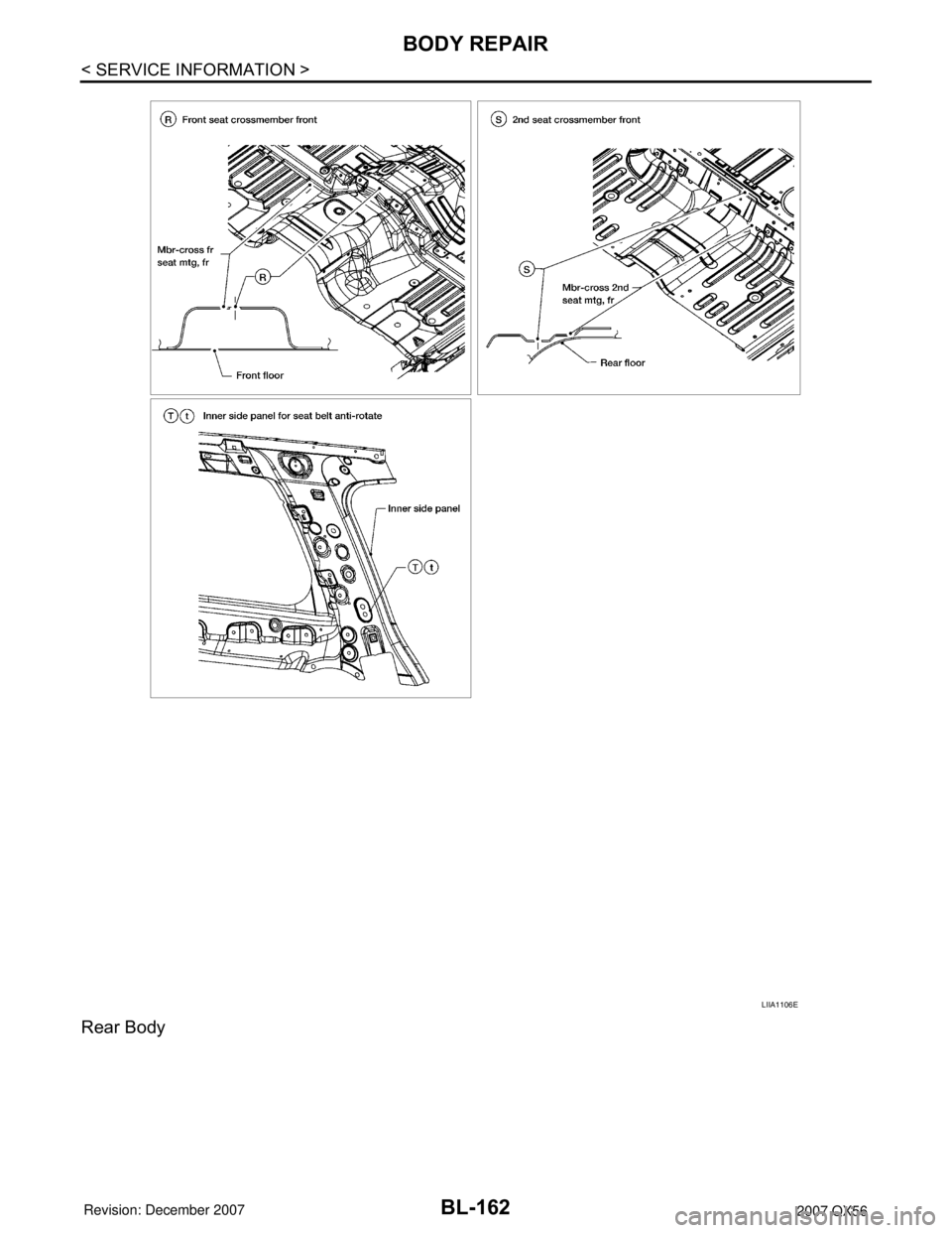 INFINITI QX56 2007  Factory Service Manual BL-162
< SERVICE INFORMATION >
BODY REPAIR
Rear Body
LIIA1106E 