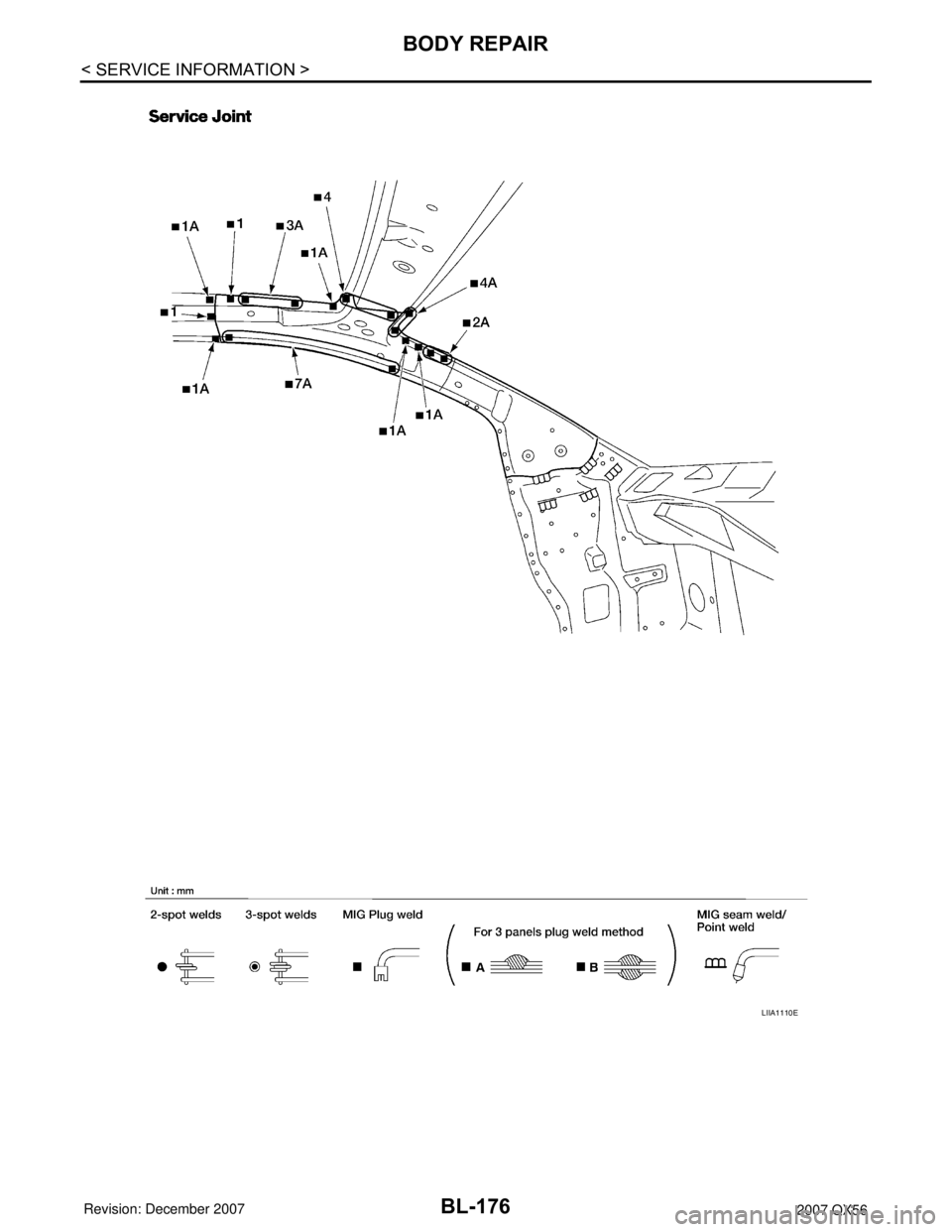 INFINITI QX56 2007  Factory Service Manual BL-176
< SERVICE INFORMATION >
BODY REPAIR
LIIA1110E 