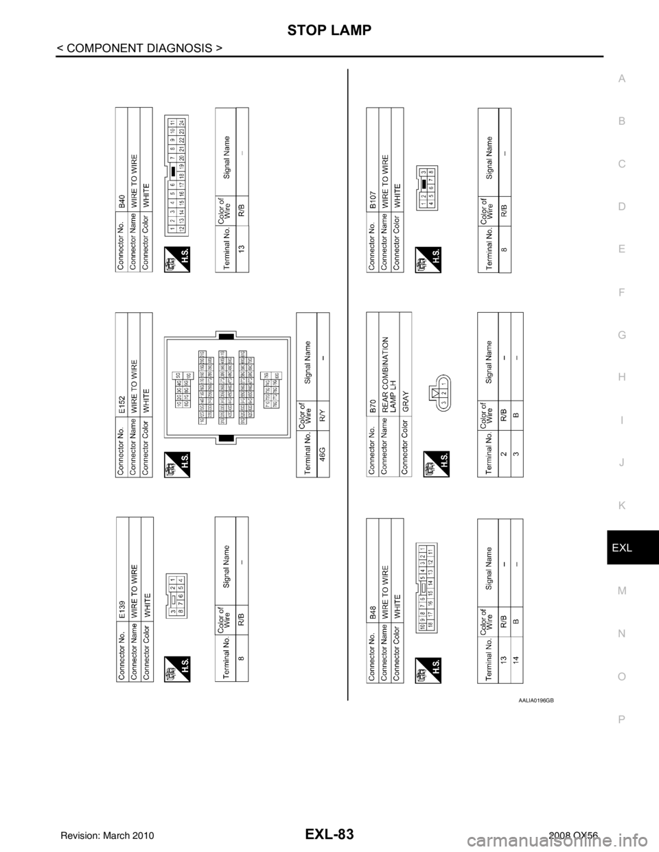 INFINITI QX56 2008 Factory Service Manual STOP LAMPEXL-83
< COMPONENT DIAGNOSIS >
C
DE
F
G H
I
J
K
M A
B
EXL
N
O P
AALIA0196GB
Revision: March 2010 2008 QX56 INFINITI QX56 2008 Factory Service Manual STOP LAMPEXL-83
< COMPONENT DIAGNOSIS >
C
DE
F
G H
I
J
K
M A
B
EXL
N
O P
AALIA0196GB
Revision: March 2010 2008 QX56