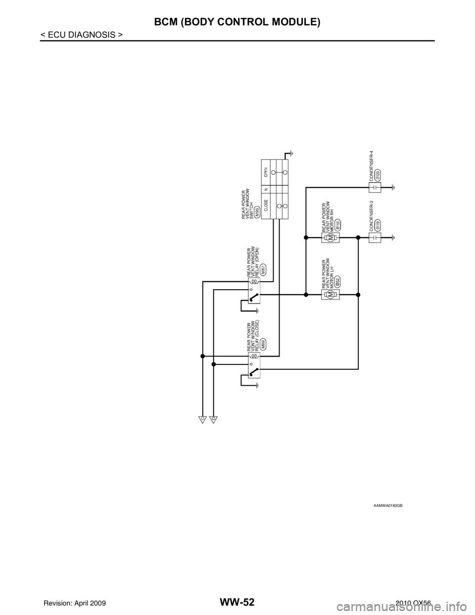 INFINITI QX56 2010  Factory Service Manual WW-52
< ECU DIAGNOSIS >
BCM (BODY CONTROL MODULE)
AAMWA0183GB
Revision: April 20092010 QX56 