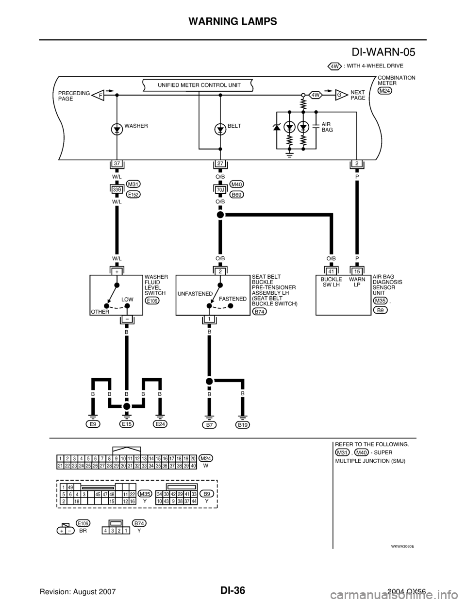 INFINITI QX56 2004  Factory Owners Manual DI-36
WARNING LAMPS
Revision: August 20072004 QX56
WKWA3060E 
