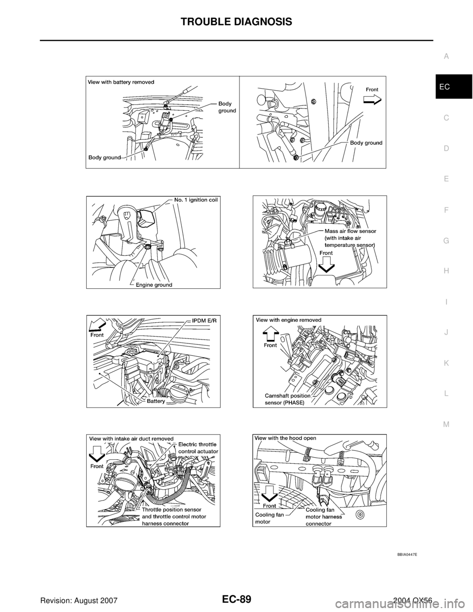 INFINITI QX56 2004 Factory Service Manual TROUBLE DIAGNOSIS
EC-89
C
D
E
F
G
H
I
J
K
L
MA
EC
Revision: August 20072004 QX56
BBIA0447E INFINITI QX56 2004 Factory Service Manual TROUBLE DIAGNOSIS
EC-89
C
D
E
F
G
H
I
J
K
L
MA
EC
Revision: August 20072004 QX56
BBIA0447E