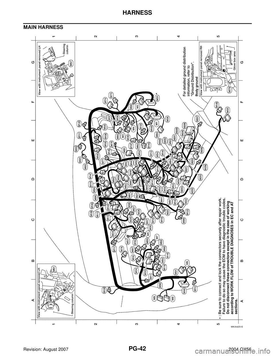 INFINITI QX56 2004  Factory Service Manual PG-42
HARNESS
Revision: August 20072004 QX56
MAIN HARNESS
WKIA4251E 
