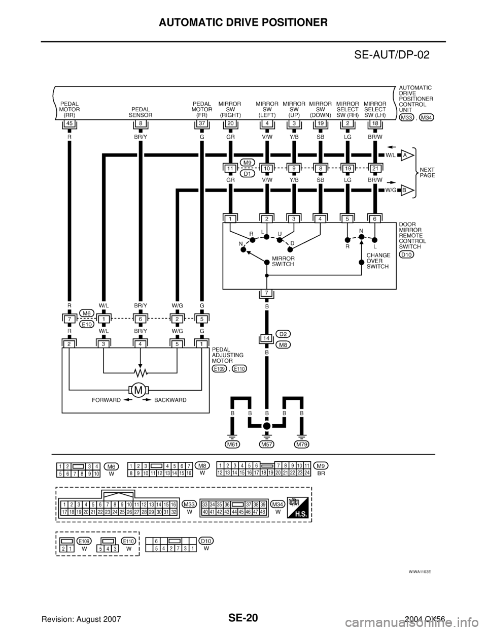 INFINITI QX56 2004  Factory Service Manual SE-20
AUTOMATIC DRIVE POSITIONER
Revision: August 20072004 QX56
WIWA1103E 