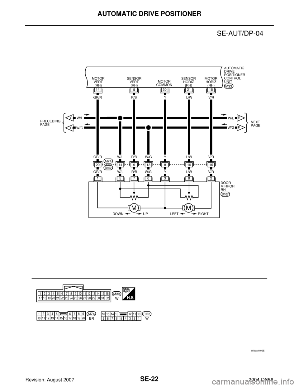 INFINITI QX56 2004  Factory Service Manual SE-22
AUTOMATIC DRIVE POSITIONER
Revision: August 20072004 QX56
WIWA1105E 