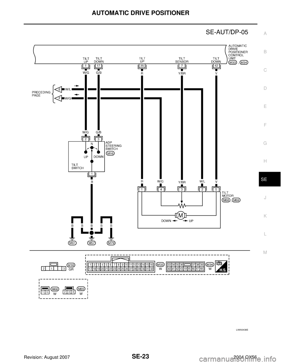 INFINITI QX56 2004  Factory Service Manual AUTOMATIC DRIVE POSITIONER
SE-23
C
D
E
F
G
H
J
K
L
MA
B
SE
Revision: August 20072004 QX56
LIWA0438E 