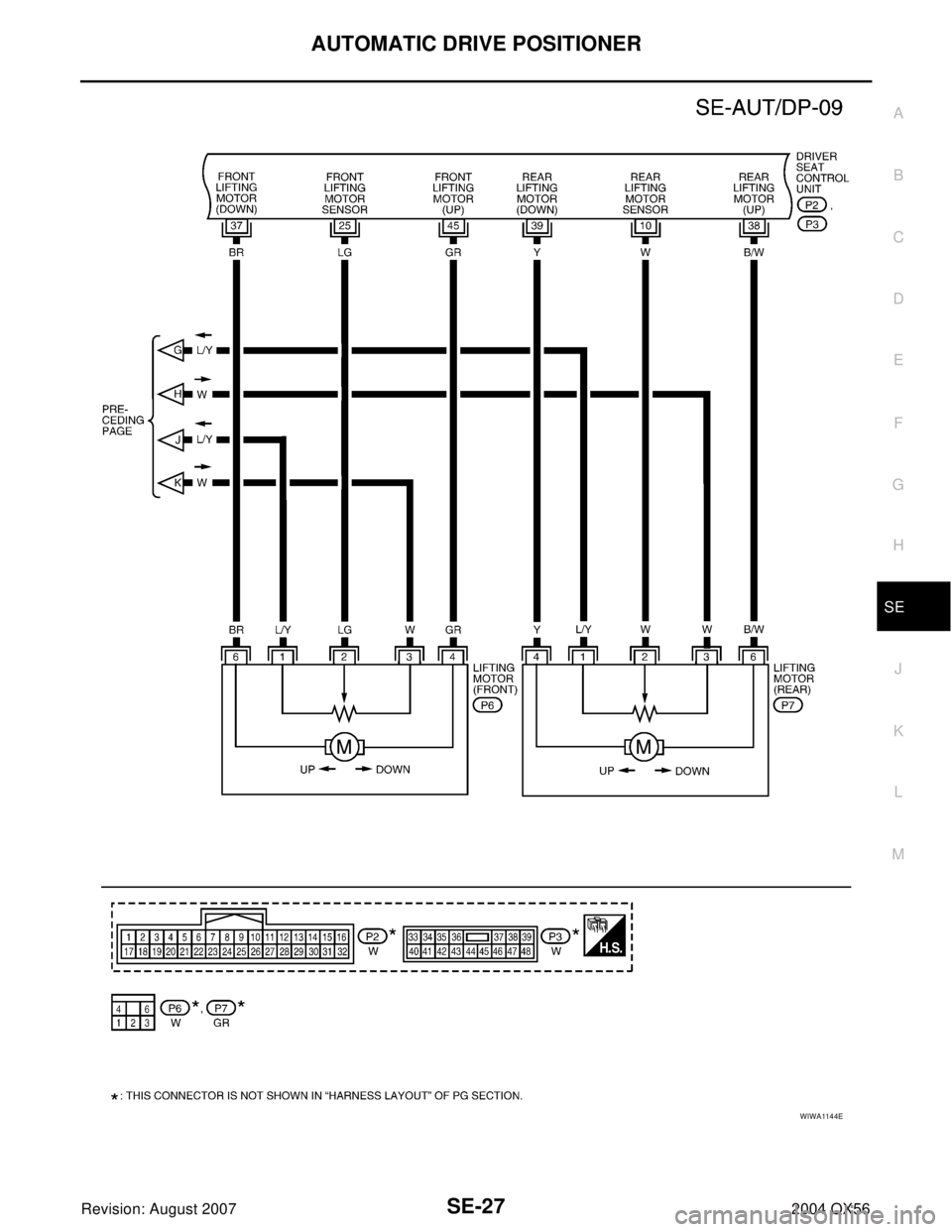 INFINITI QX56 2004  Factory Service Manual AUTOMATIC DRIVE POSITIONER
SE-27
C
D
E
F
G
H
J
K
L
MA
B
SE
Revision: August 20072004 QX56
WIWA1144E 