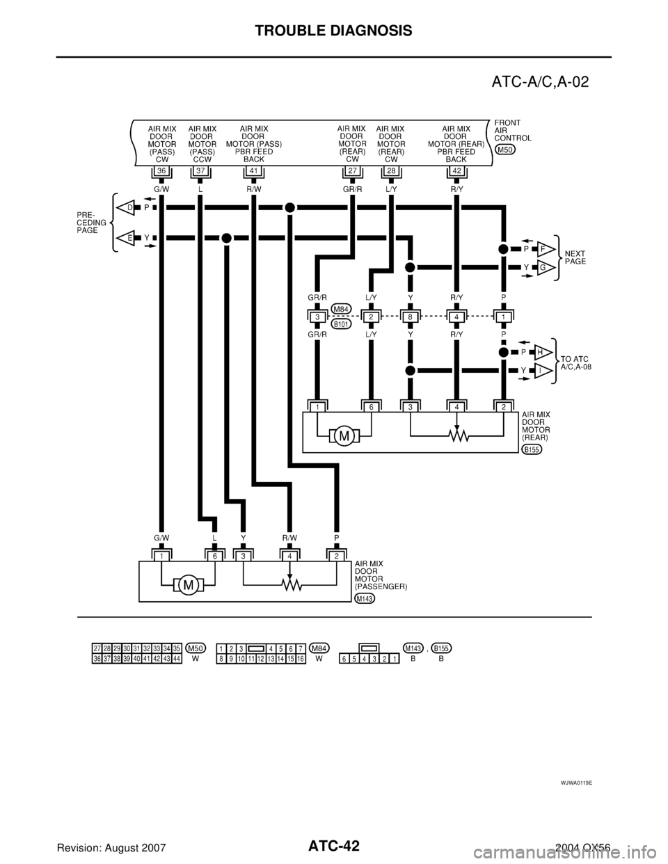 INFINITI QX56 2004  Factory Service Manual ATC-42
TROUBLE DIAGNOSIS
Revision: August 20072004 QX56
WJWA0119E 