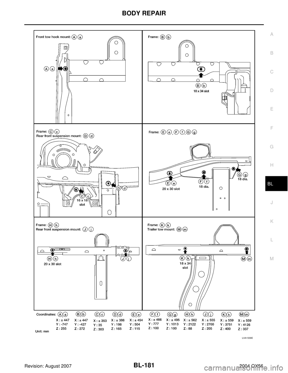 INFINITI QX56 2004 Factory Manual PDF BODY REPAIR
BL-181
C
D
E
F
G
H
J
K
L
MA
B
BL
Revision: August 20072004 QX56
LIIA1509E INFINITI QX56 2004 Factory Manual PDF BODY REPAIR
BL-181
C
D
E
F
G
H
J
K
L
MA
B
BL
Revision: August 20072004 QX56
LIIA1509E