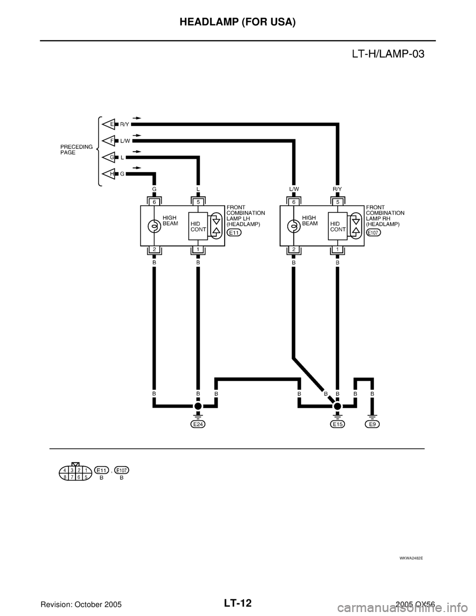 INFINITI QX4 2005  Factory Service Manual LT-12
HEADLAMP (FOR USA)
Revision: October 20052005 QX56
WKWA2482E 