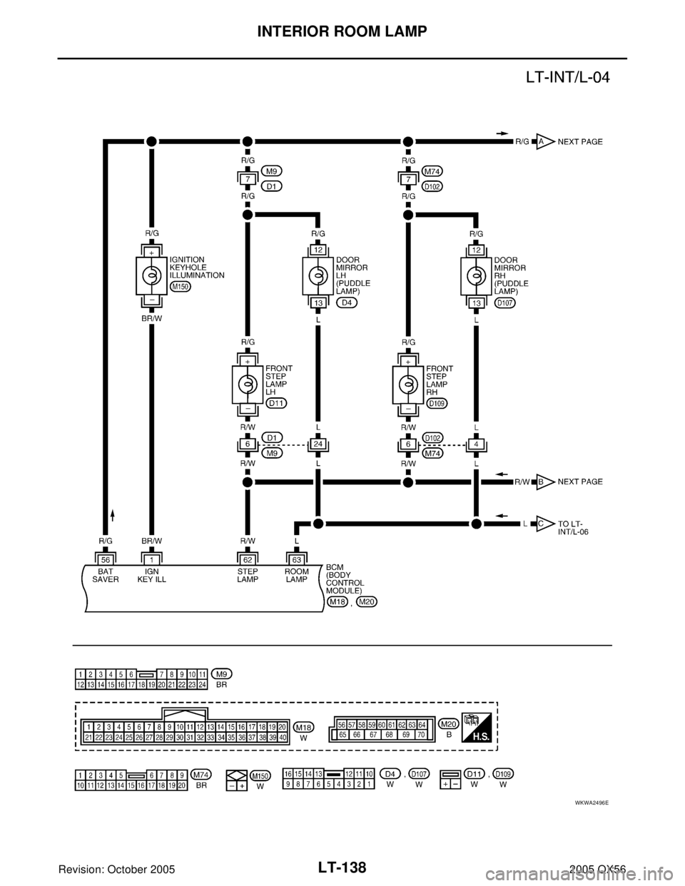 INFINITI QX4 2005 Factory Service Manual LT-138
INTERIOR ROOM LAMP
Revision: October 20052005 QX56
WKWA2496E INFINITI QX4 2005 Factory Service Manual LT-138
INTERIOR ROOM LAMP
Revision: October 20052005 QX56
WKWA2496E