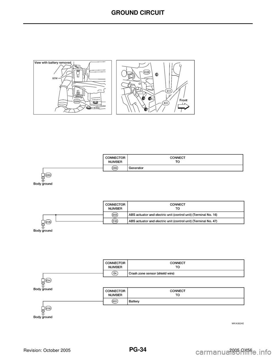 INFINITI QX4 2005  Factory Service Manual PG-34
GROUND CIRCUIT
Revision: October 20052005 QX56
WKIA3624E 