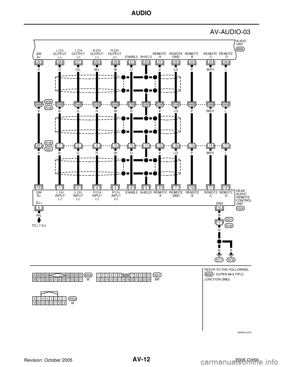 INFINITI QX4 2005 Factory User Guide AV-12
AUDIO
Revision: October 20052005 QX56
WKWA1237E INFINITI QX4 2005 Factory User Guide AV-12
AUDIO
Revision: October 20052005 QX56
WKWA1237E