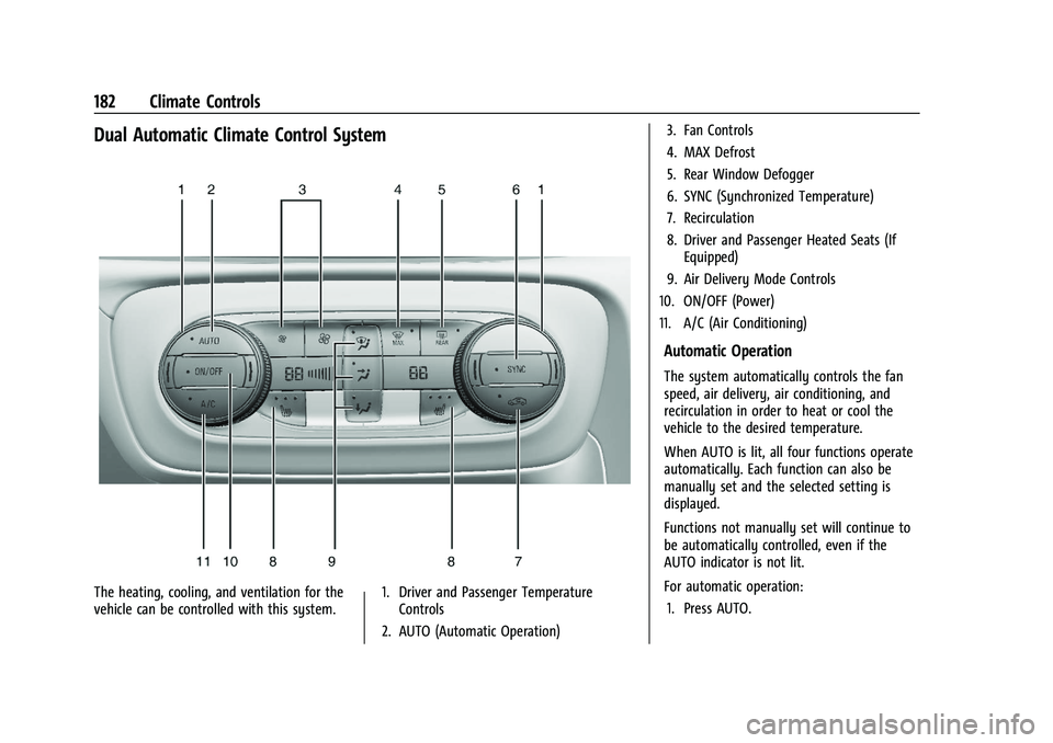 BUICK ENCORE GX 2021 Manual PDF Buick Encore GX Owner Manual (GMNA-Localizing-U.S./Canada/Mexico-
14608036) - 2021 - CRC - 9/21/20
182 Climate Controls
Dual Automatic Climate Control System
The heating, cooling, and ventilation for BUICK ENCORE GX 2021 Manual PDF Buick Encore GX Owner Manual (GMNA-Localizing-U.S./Canada/Mexico-
14608036) - 2021 - CRC - 9/21/20
182 Climate Controls
Dual Automatic Climate Control System
The heating, cooling, and ventilation for