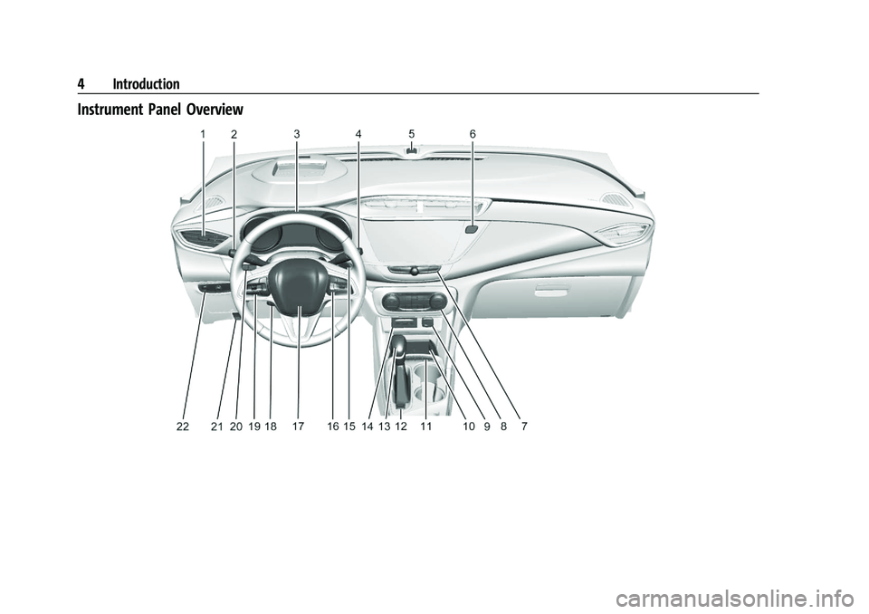 BUICK ENCORE GX 2021  Owners Manual Buick Encore GX Owner Manual (GMNA-Localizing-U.S./Canada/Mexico-
14608036) - 2021 - CRC - 9/21/20
4 Introduction
Instrument Panel Overview 