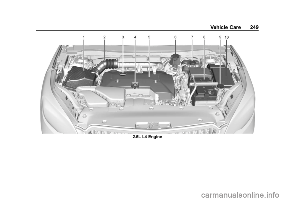 BUICK ENVISION 2019 Owners Manual Buick Envision Owner Manual (GMNA-Localizing-U.S./Canada/Mexico-
12032235) - 2019 - CRC - 6/27/18
Vehicle Care 249
2.5L L4 Engine BUICK ENVISION 2019 Owners Manual Buick Envision Owner Manual (GMNA-Localizing-U.S./Canada/Mexico-
12032235) - 2019 - CRC - 6/27/18
Vehicle Care 249
2.5L L4 Engine