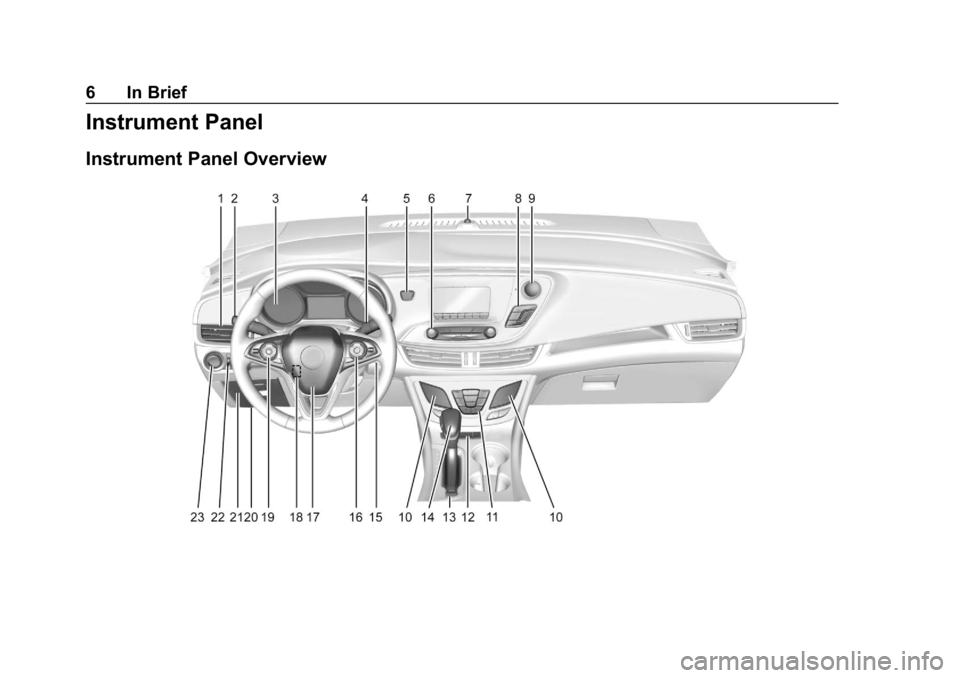 BUICK ENVISION 2019 Owners Manual Buick Envision Owner Manual (GMNA-Localizing-U.S./Canada/Mexico-
12032235) - 2019 - CRC - 6/27/18
6 In Brief
Instrument Panel
Instrument Panel Overview BUICK ENVISION 2019 Owners Manual Buick Envision Owner Manual (GMNA-Localizing-U.S./Canada/Mexico-
12032235) - 2019 - CRC - 6/27/18
6 In Brief
Instrument Panel
Instrument Panel Overview